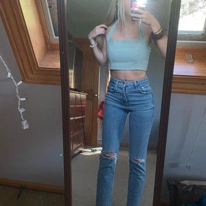Mint Green Halter Crop Top